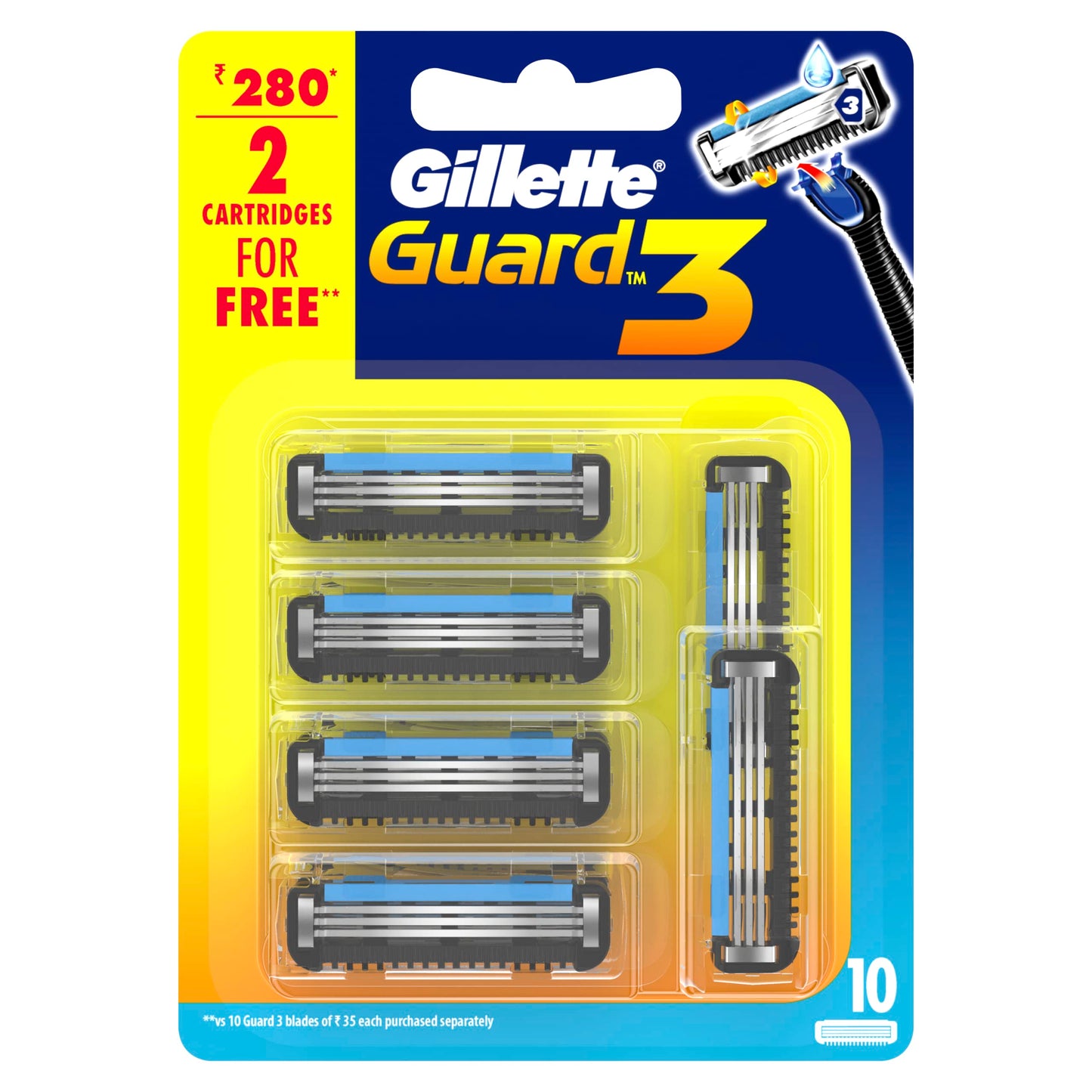 Gillette Guard Shaving Razor Cartridge, Platinum Coated, 6Pcs Pack