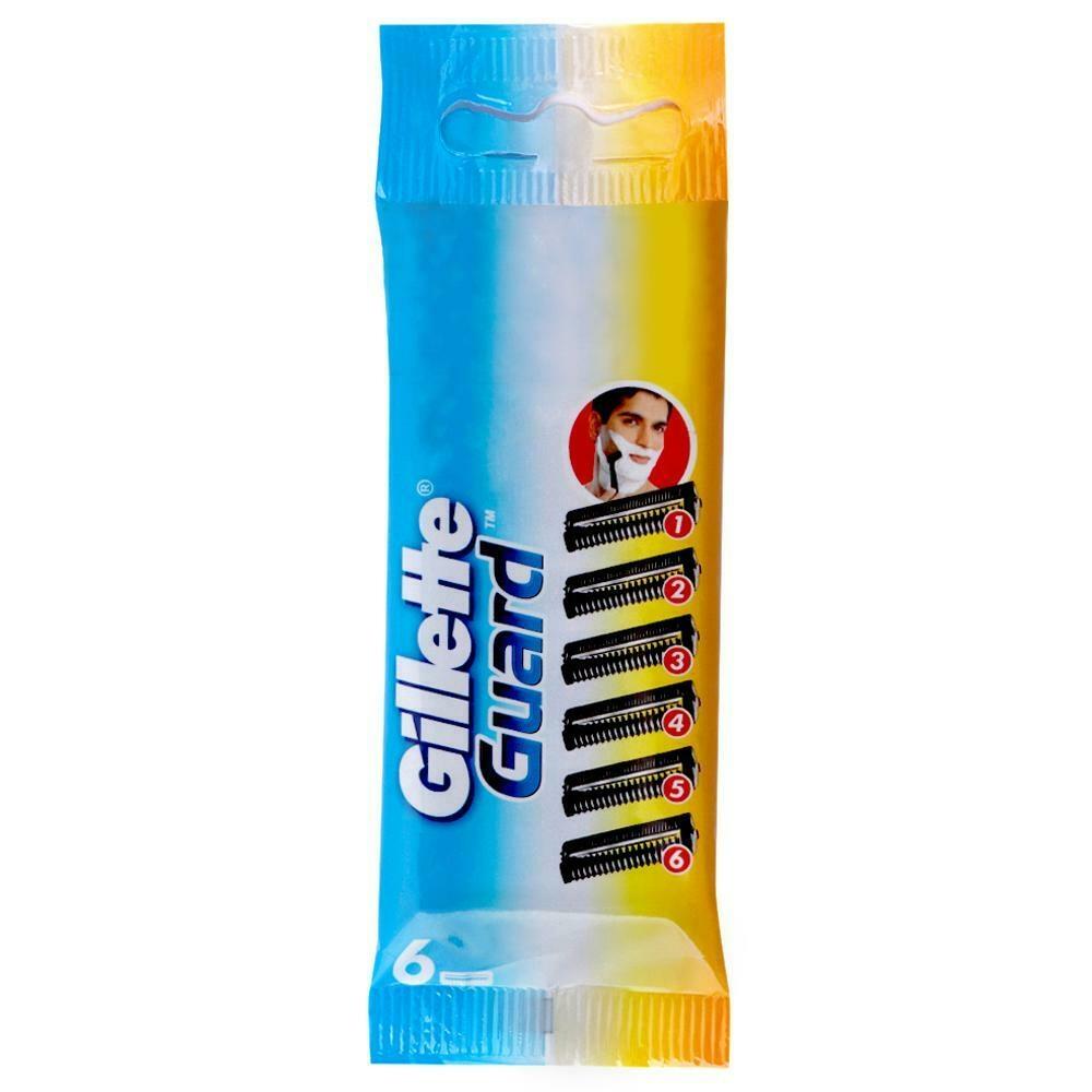 Gillette Guard Shaving Razor Cartridge, Platinum Coated, 6Pcs Pack