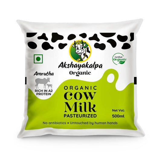 Akshayakalpa Amrutha A2 Pasteurized Fresh Milk (Pouch) Net Qty: 500 ml