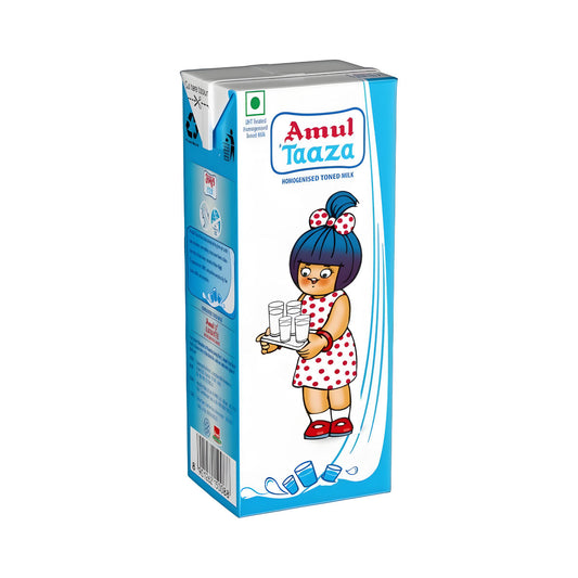 Amul Taaza Homogenised Toned Milk (Tetra Pack) Net Qty: 1 L