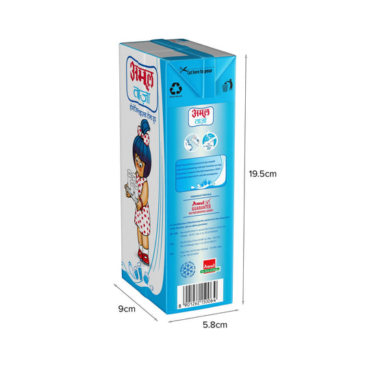 Amul Taaza Homogenised Toned Milk (Tetra Pack) Net Qty: 1 L