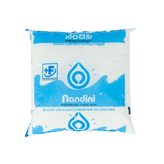 Nandini Fresh Toned Fresh Milk (Pouch Blue) Net Qty: 500 ml